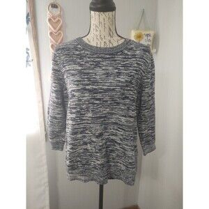 Women's GAP Grey Heather Eyelet Sweater 3/4 Sleeve sz Large 100% Cotton